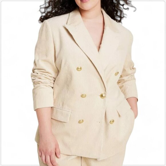 Rowing Blazers Jackets & Blazers - Rowing Blazers Target Cream Corduroy Double Breasted Jacket Blazer NEW NWT 2X
